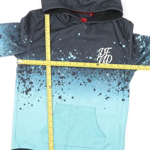 DFTD Boys Blue Ombre Pullover Hoodie 13-14 Years Polyester Cotton