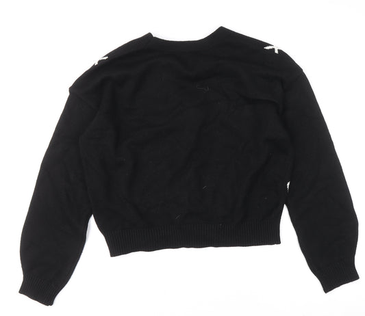 Marks and Spencer Girls Black Argyle Button Cardigan Size 13-14 Years