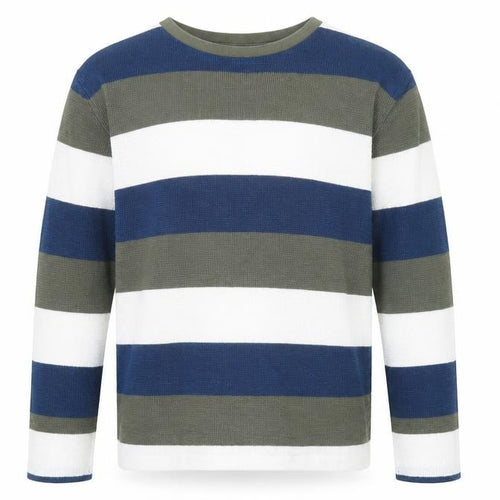FatFace Boys Blue Green White Striped Cotton Jumper 12-13 Years