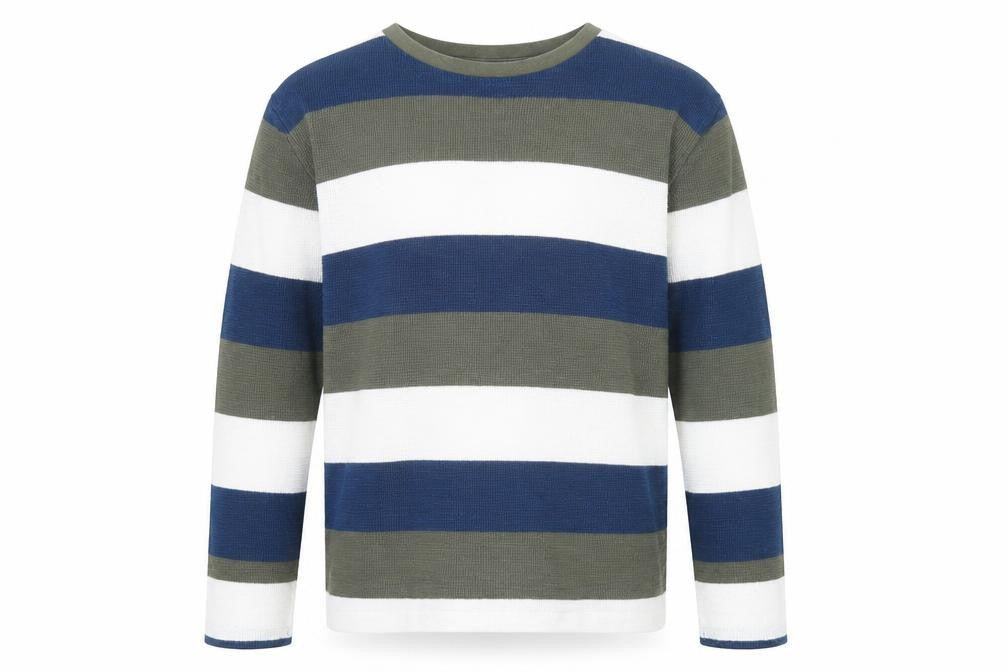 FatFace Boys Blue Green White Striped Cotton Jumper 12-13 Years