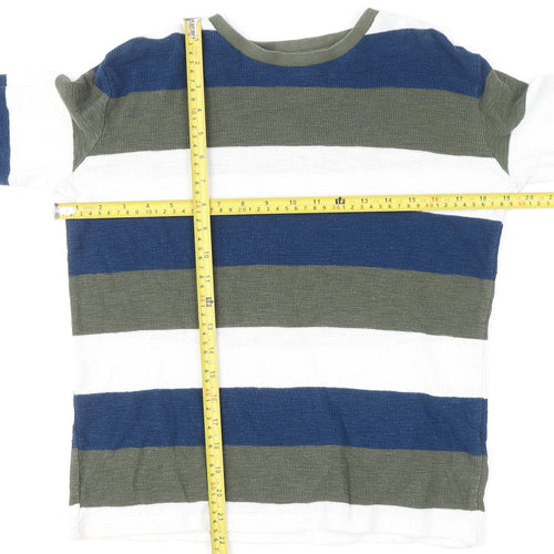 FatFace Boys Blue Green White Striped Cotton Jumper 12-13 Years