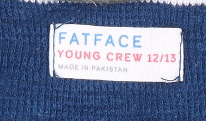 FatFace Boys Blue Green White Striped Cotton Jumper 12-13 Years