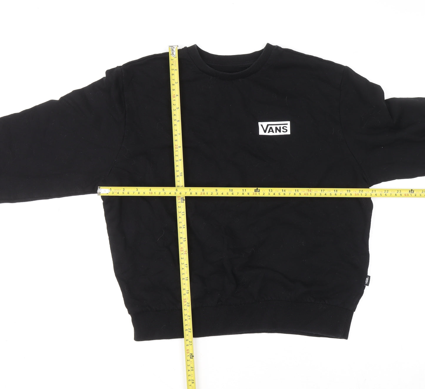 Vans Men's Black Relaxed Fit Long Sleeve Crew Neck Sweatshirt Small