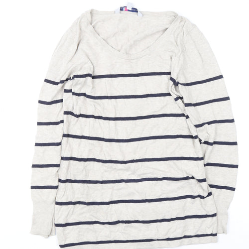 Crew Clothing Co. Women’s Beige Striped Cotton Jumper Size 14