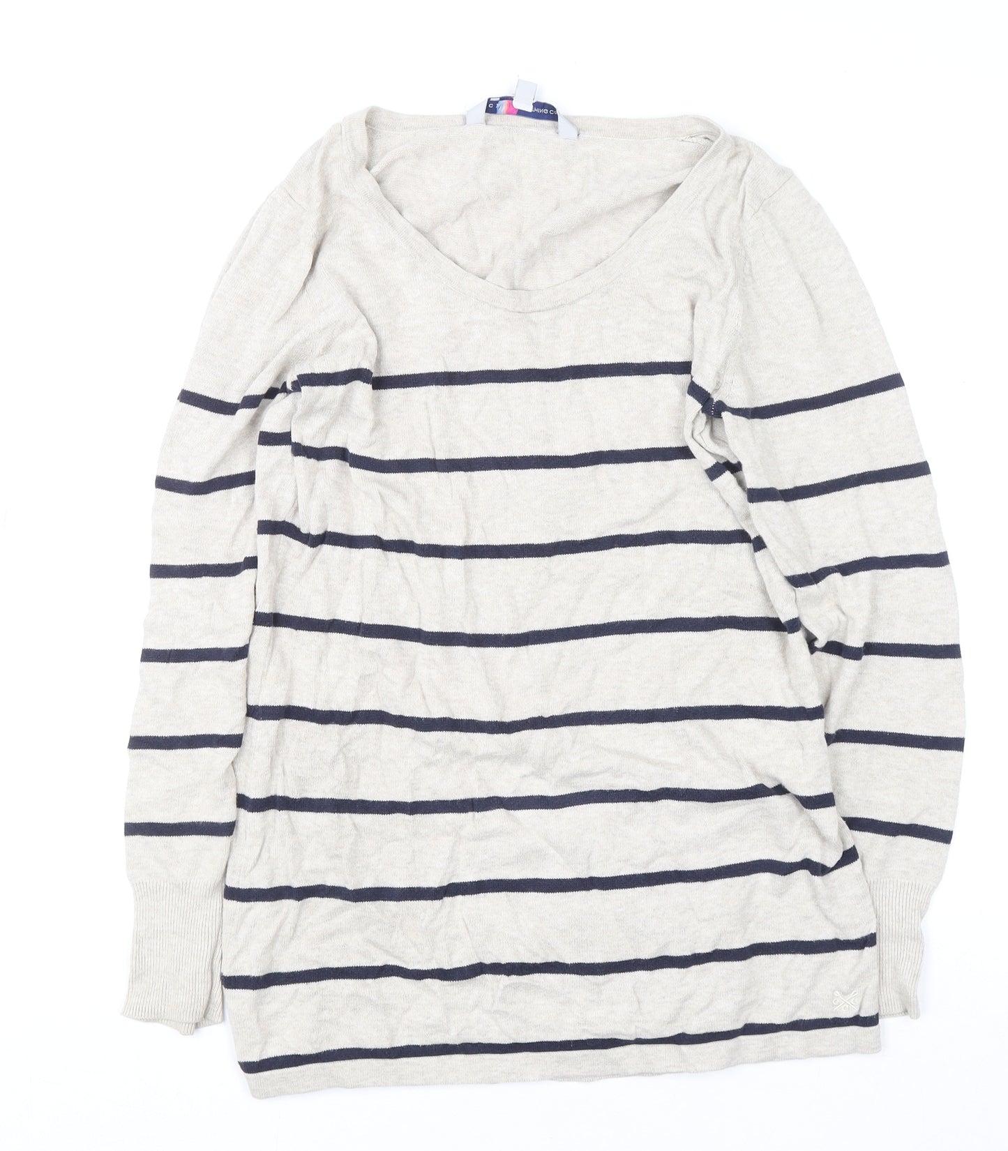 Crew Clothing Co. Women’s Beige Striped Cotton Jumper Size 14