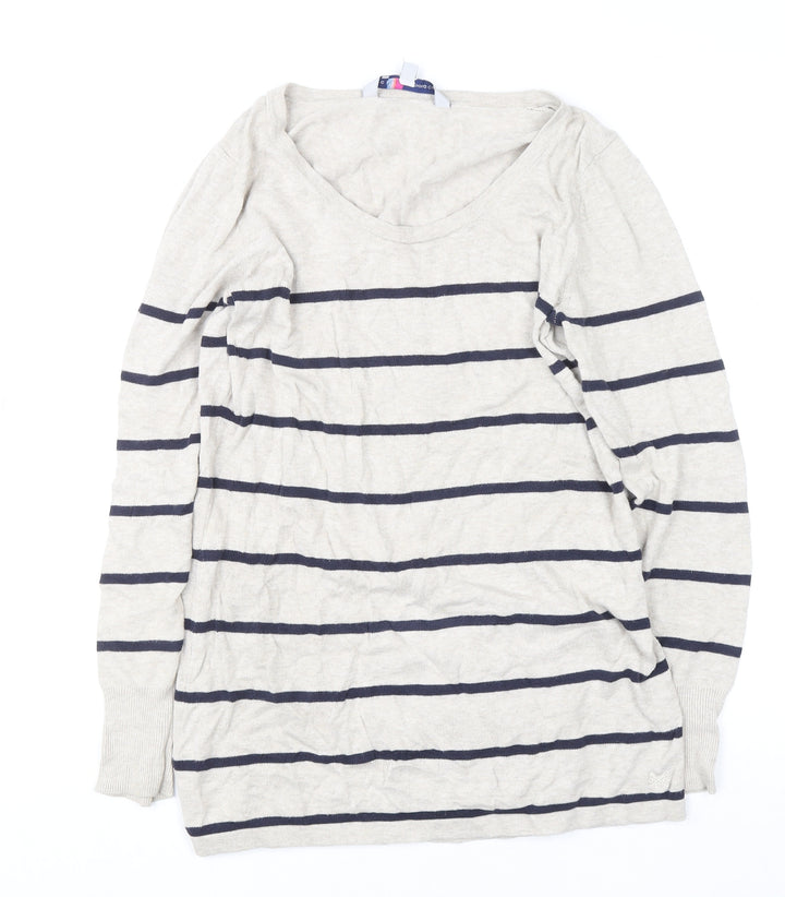 Crew Clothing Co. Women’s Beige Striped Cotton Jumper Size 14