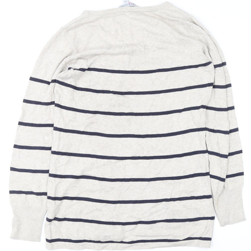 Crew Clothing Co. Women’s Beige Striped Cotton Jumper Size 14