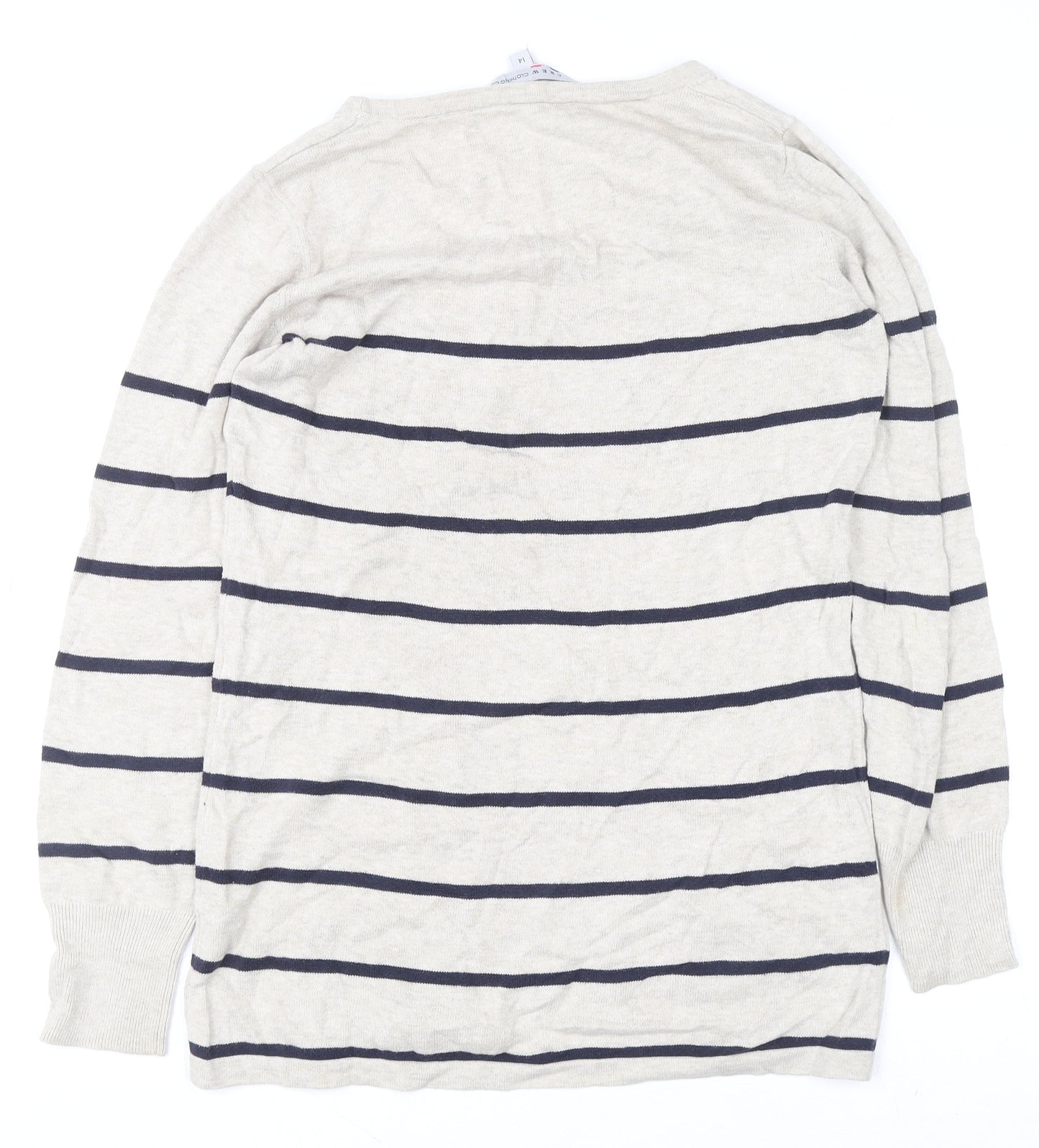 Crew Clothing Co. Women’s Beige Striped Cotton Jumper Size 14
