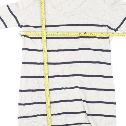 Crew Clothing Co. Women’s Beige Striped Cotton Jumper Size 14