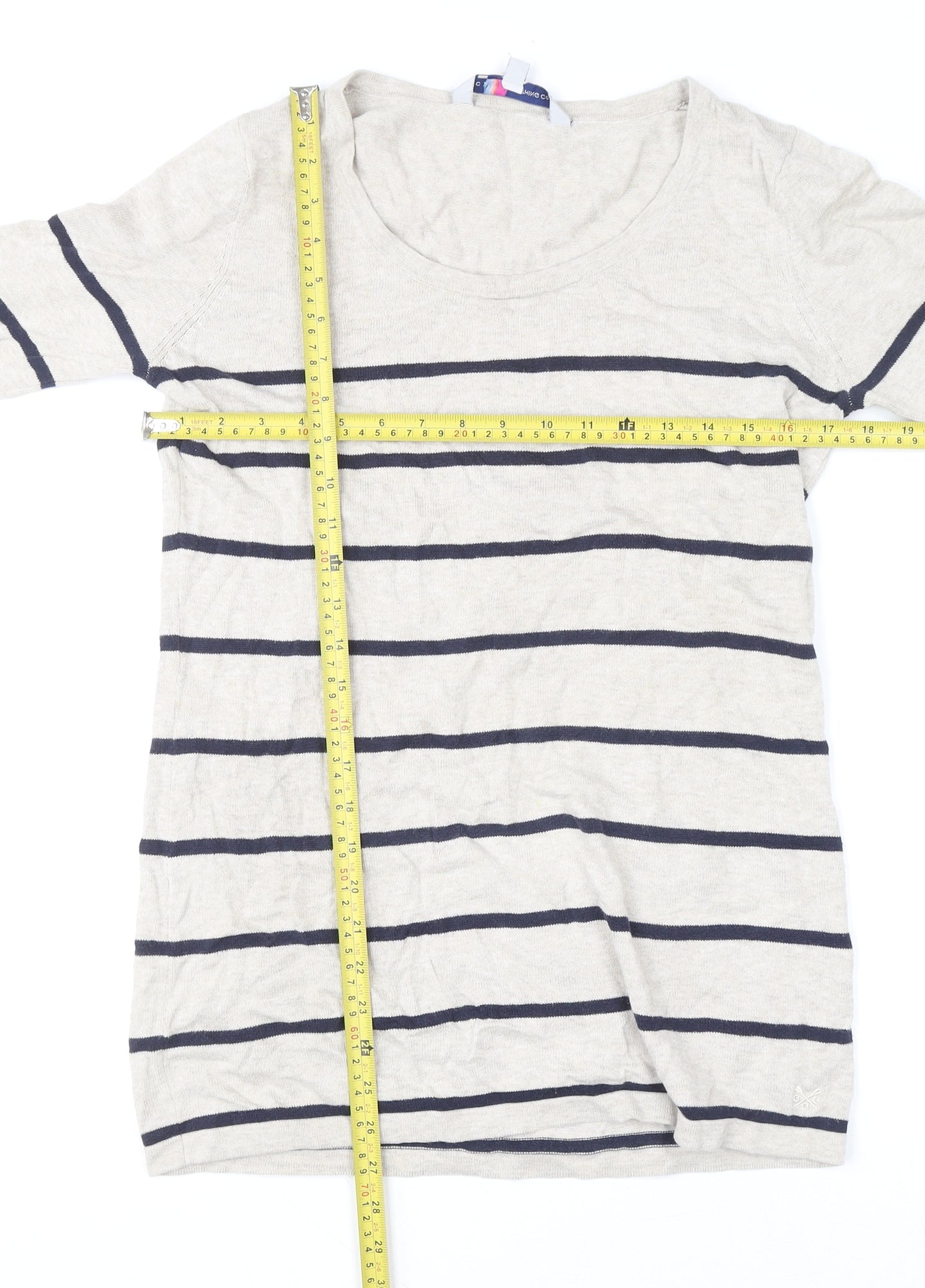 Crew Clothing Co. Women’s Beige Striped Cotton Jumper Size 14