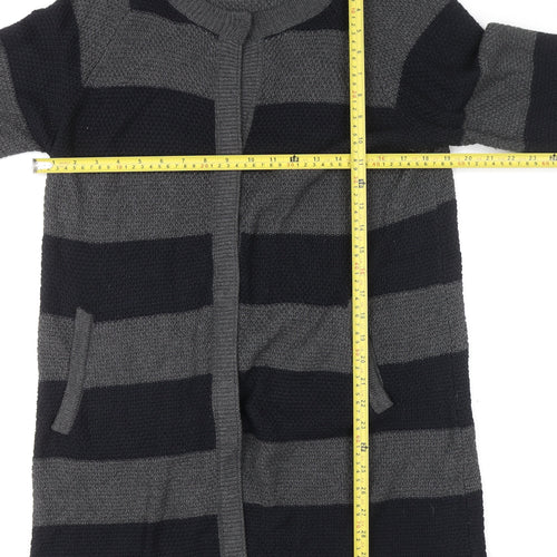 Lollys Laundry Womens Grey Striped Long Sleeve Cardigan M