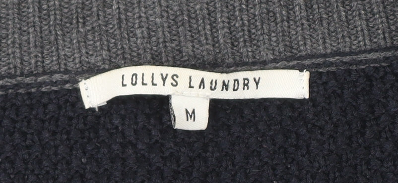 Lollys Laundry Womens Grey Striped Long Sleeve Cardigan M