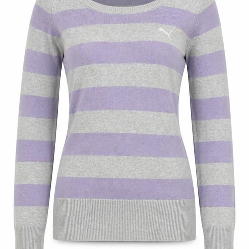Puma Womens Grey Purple Striped Boat Neck Jumper Size 14