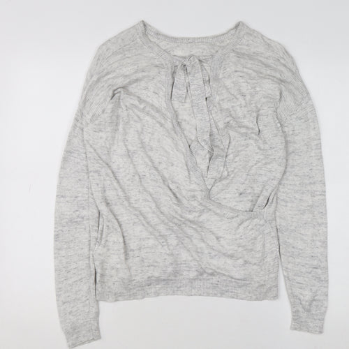 Next Women’s Grey Wrap V-Neck Knit Jumper Size 12