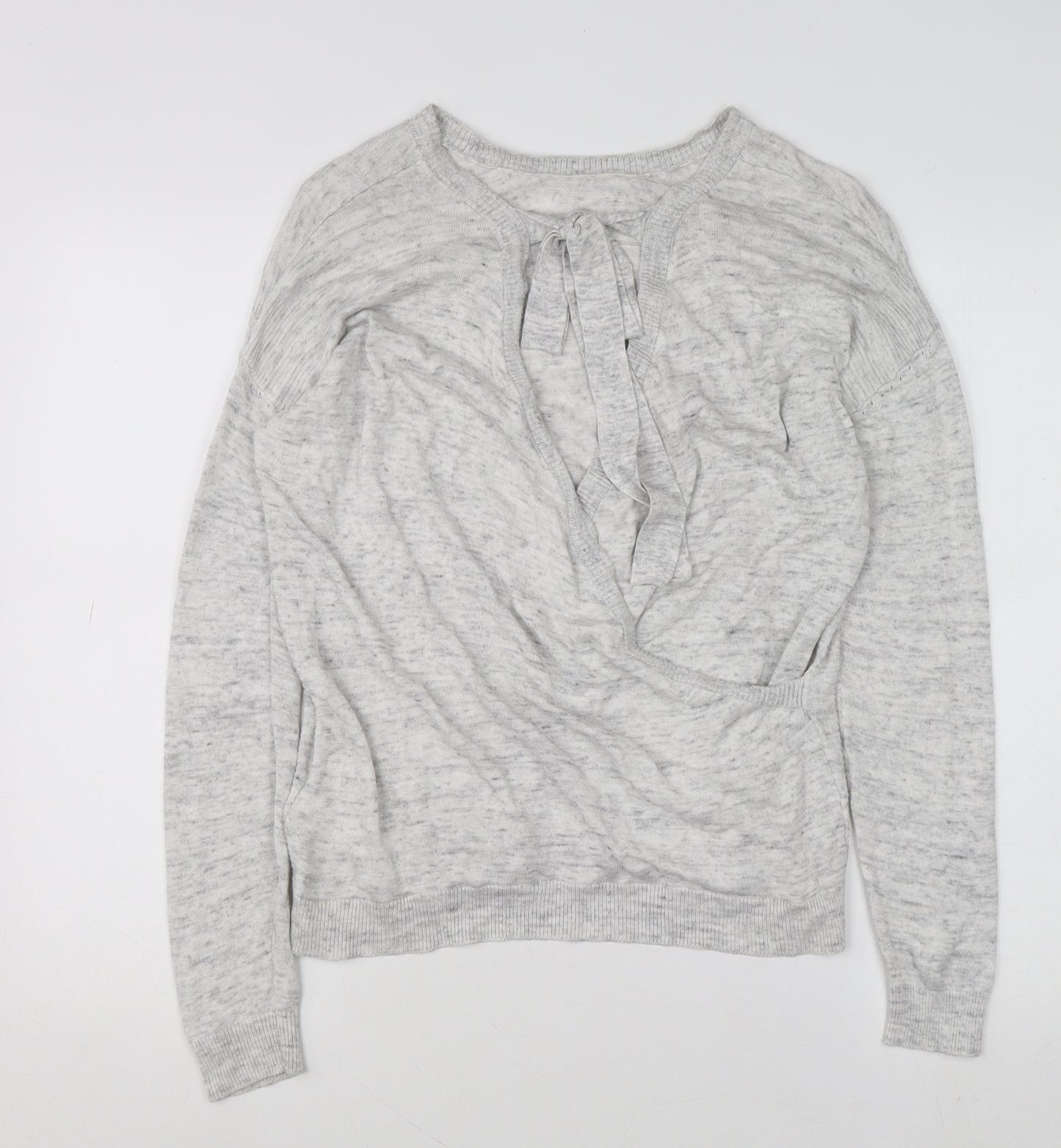 Next Women’s Grey Wrap V-Neck Knit Jumper Size 12