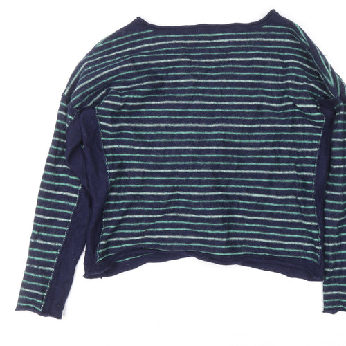 Hush Womens Blue Striped Wool Blend Crew Neck Long Sleeve Jumper M