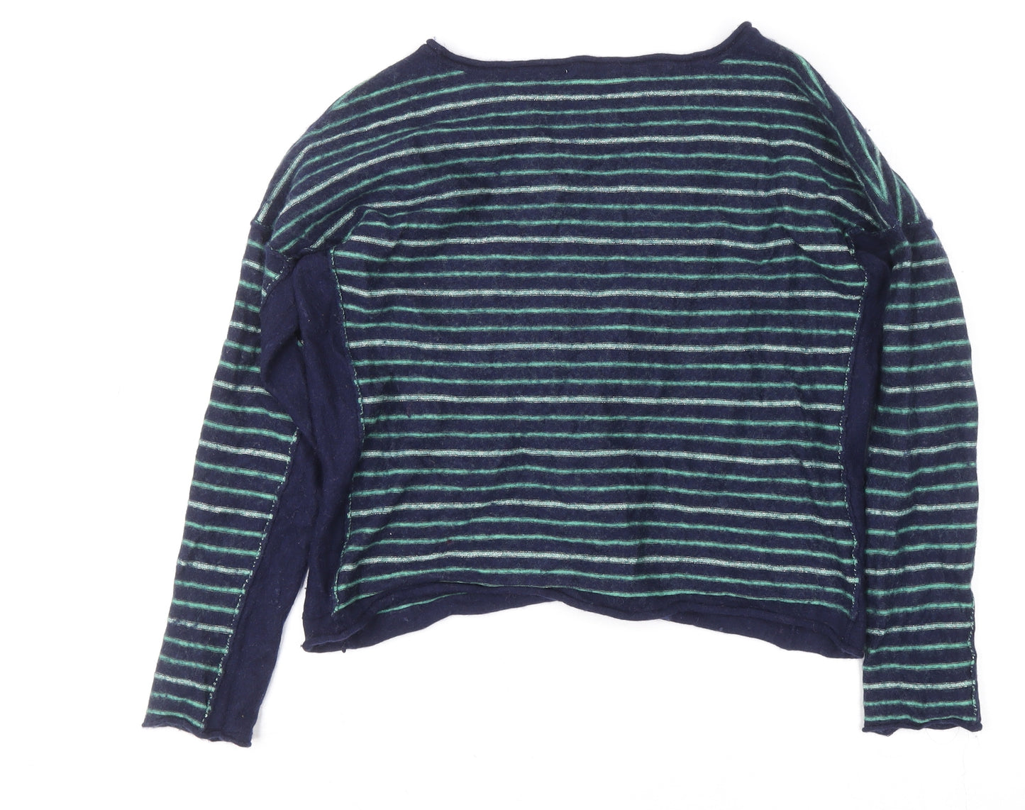 Hush Womens Blue Striped Wool Blend Crew Neck Long Sleeve Jumper M