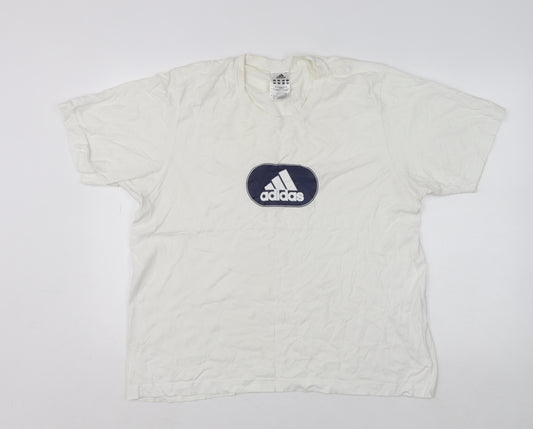 Adidas Mens White Short Sleeve Crew Neck Cotton T-Shirt L