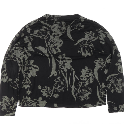 Marks and Spencer Women’s Black Floral Knit Long Sleeve Pullover Jumper M