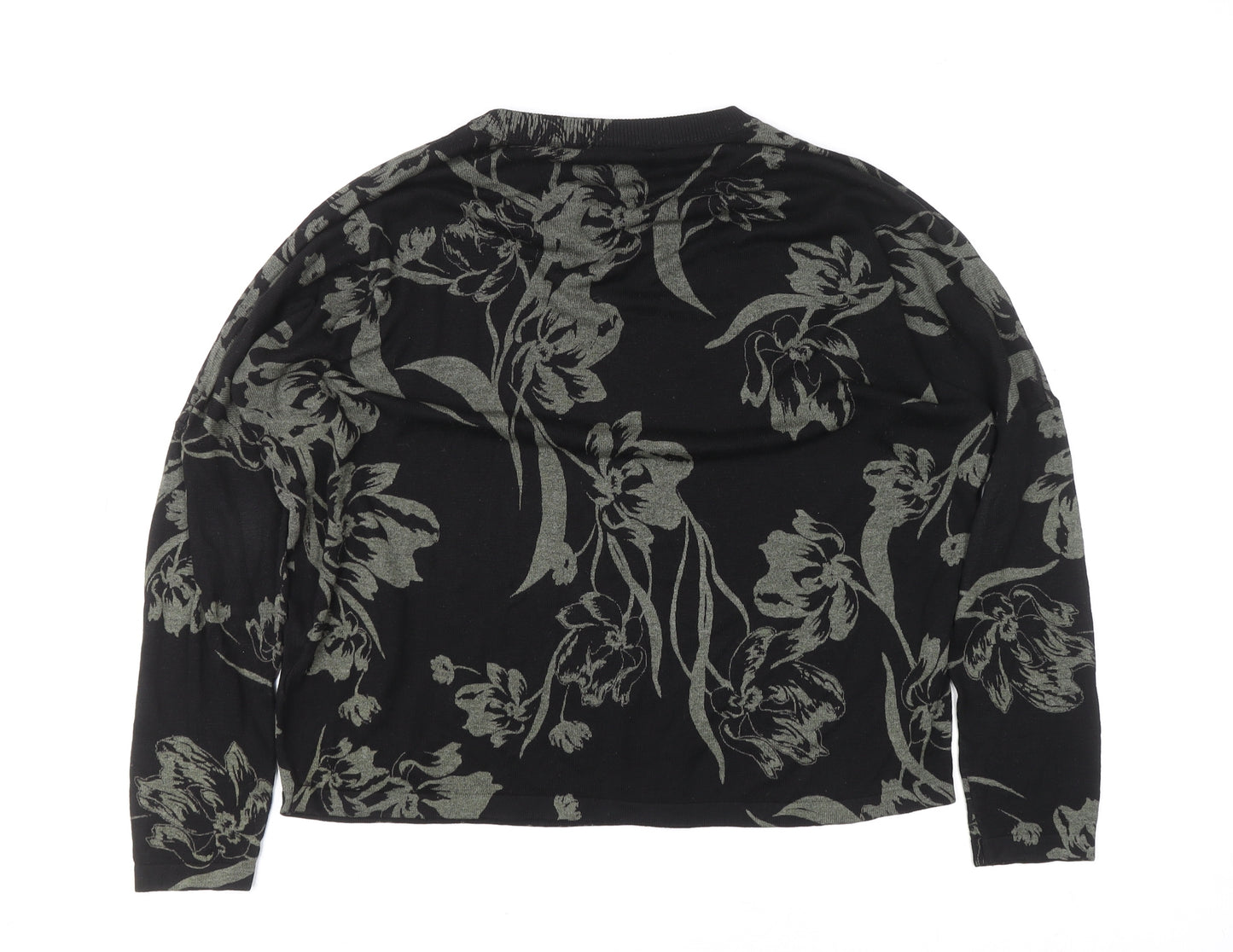 Marks and Spencer Women’s Black Floral Knit Long Sleeve Pullover Jumper M