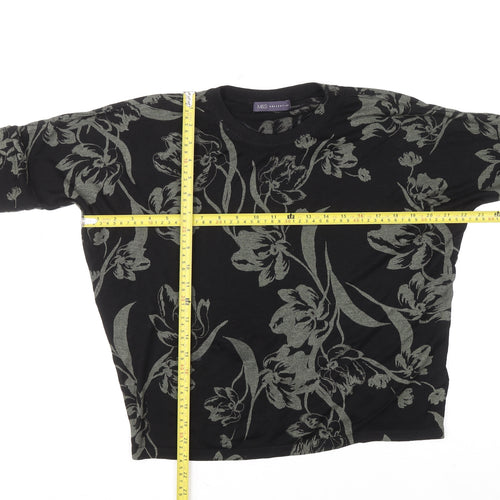 Marks and Spencer Women’s Black Floral Knit Long Sleeve Pullover Jumper M