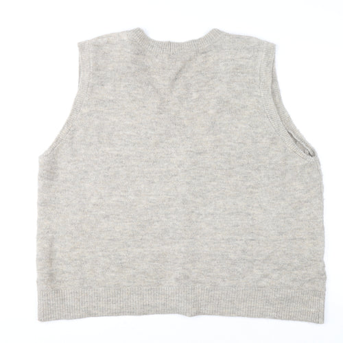 Next Mens Beige Cable-Knit Sleeveless Cardigan Vest XL