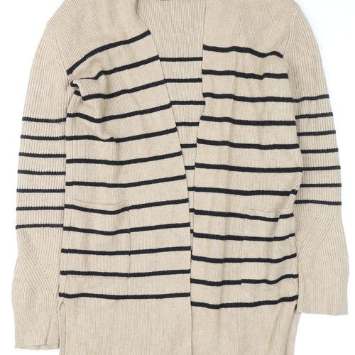Marks and Spencer Women Beige Striped Long Sleeve Cardigan Size 6