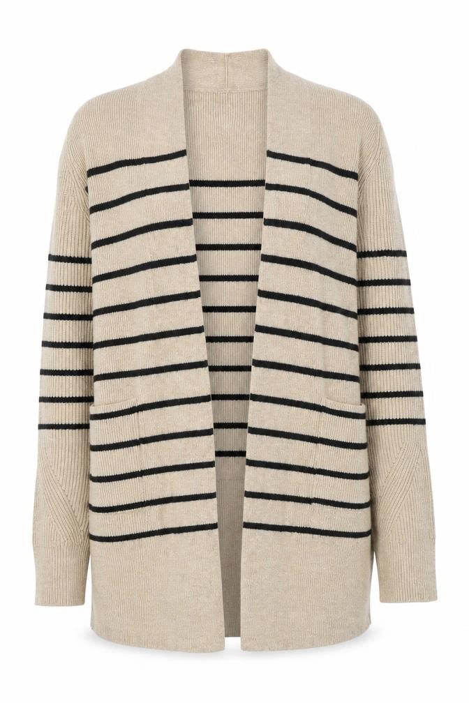Marks and Spencer Women Beige Striped Long Sleeve Cardigan Size 6