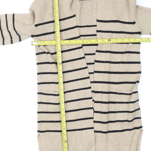 Marks and Spencer Women Beige Striped Long Sleeve Cardigan Size 6