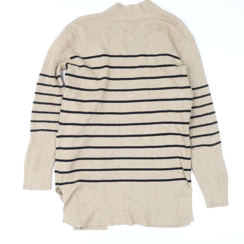 Marks and Spencer Women Beige Striped Long Sleeve Cardigan Size 6