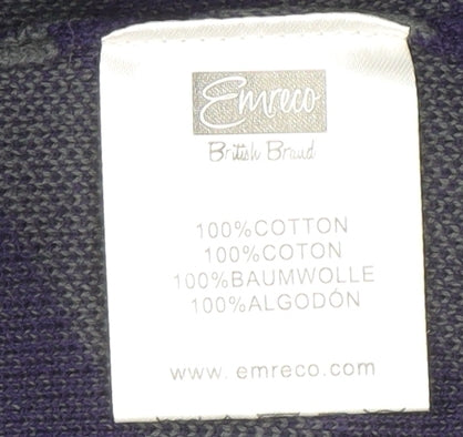Emreco Women Blue Striped Cotton Cardigan UK 20 Long Sleeve Knit
