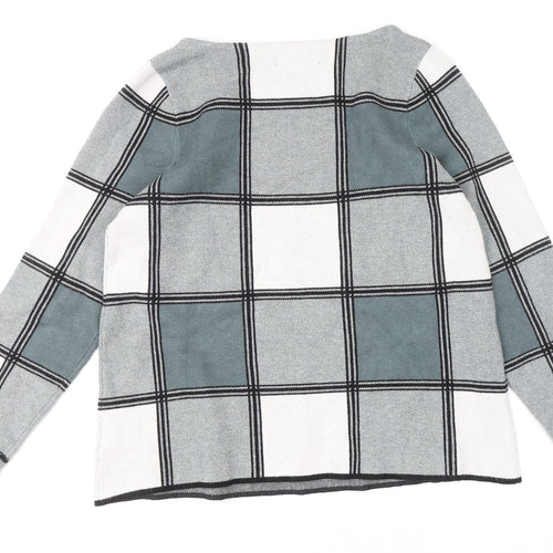 Tahari Women’s Grey Check Knit Pullover Jumper Size L