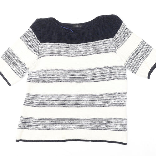 M&Co Women’s Blue Striped Knit Short Sleeve Pullover Jumper Size 12
