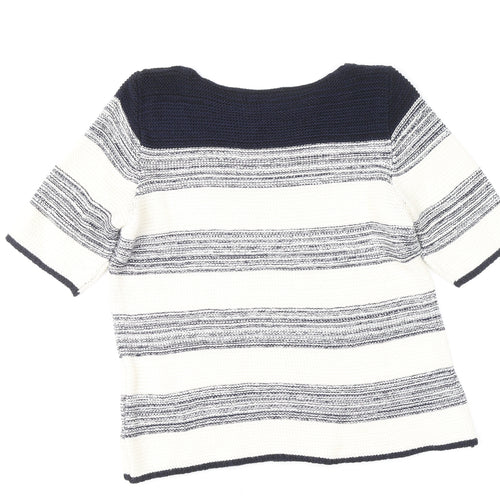 M&Co Women’s Blue Striped Knit Short Sleeve Pullover Jumper Size 12