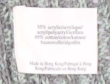 Laura Ashley Women Grey Knit Cardigan L Acrylic Cotton V-Neck