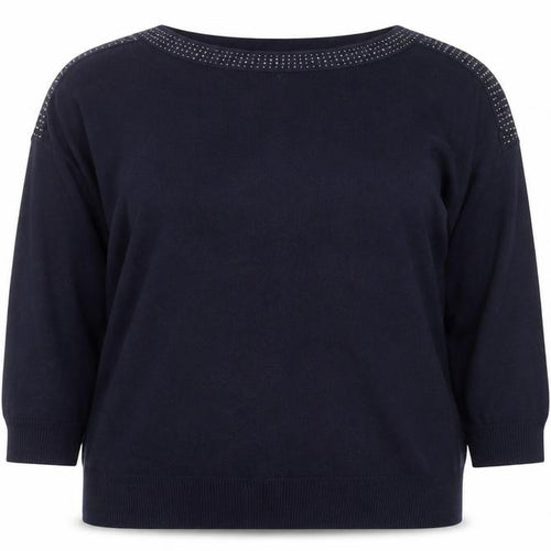 Bonmarché Women’s Blue Jewel Neck Long Sleeve Pullover Jumper Size 18