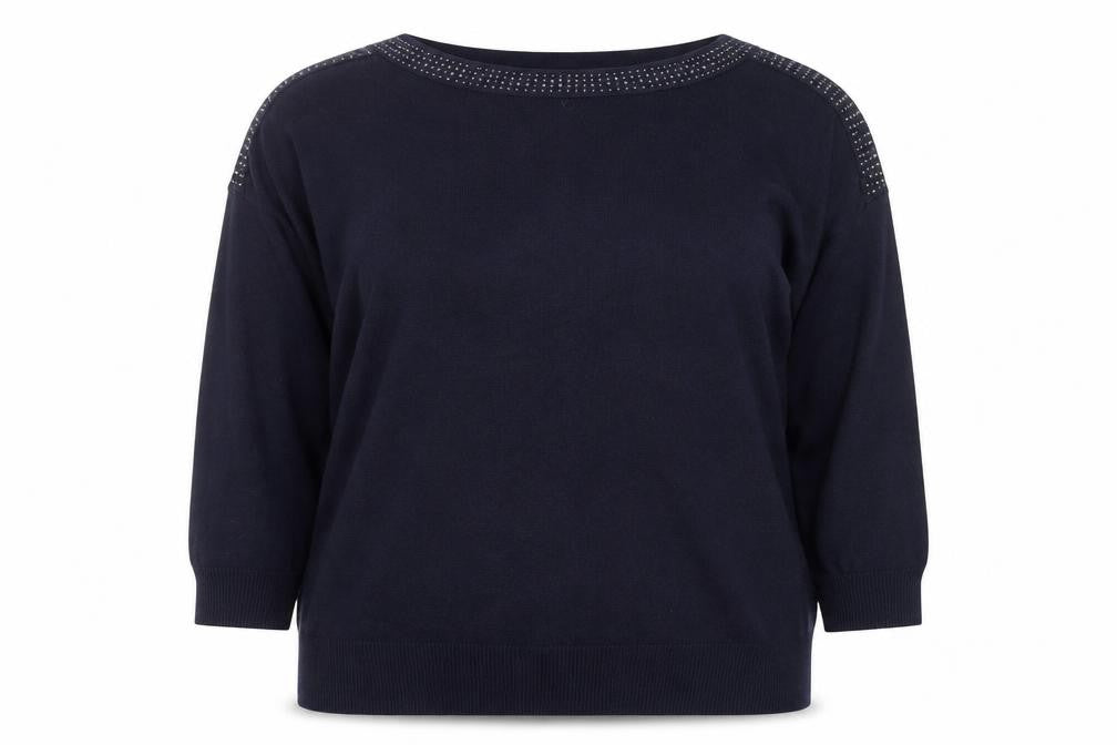 Bonmarché Women’s Blue Jewel Neck Long Sleeve Pullover Jumper Size 18