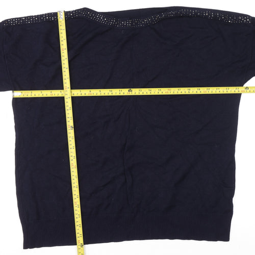 Bonmarché Women’s Blue Jewel Neck Long Sleeve Pullover Jumper Size 18