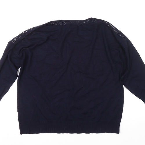 Bonmarché Women’s Blue Jewel Neck Long Sleeve Pullover Jumper Size 18