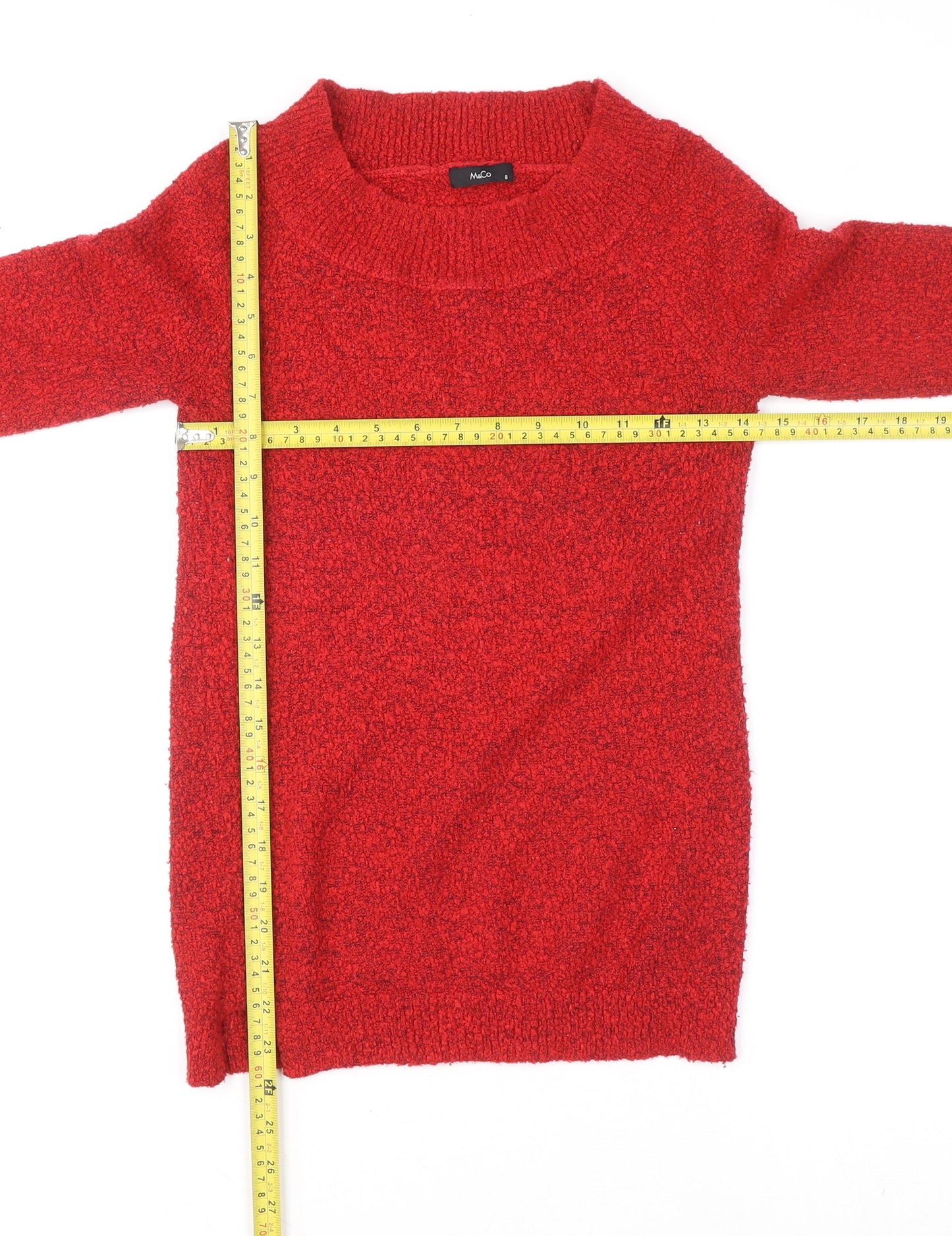 M&Co Women Red Chunky Knit Pullover Jumper Size 8