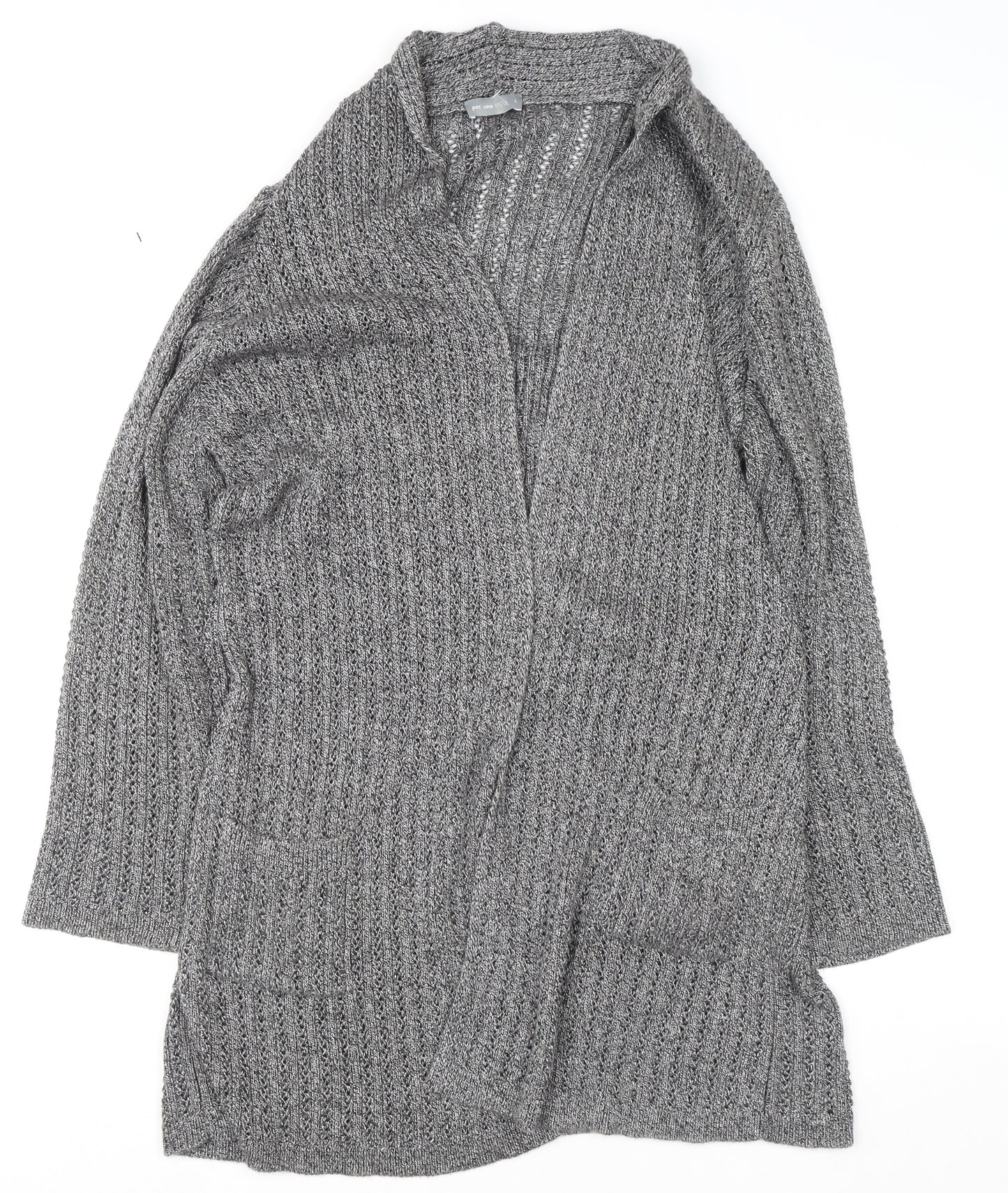 Marks and Spencer Women’s Grey L Chunky Knit Long Cardigan