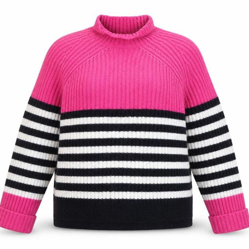 Next Women’s Pink Black White Striped Mock Neck Jumper Size 14