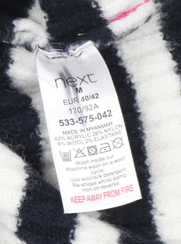 Next Women’s Pink Black White Striped Mock Neck Jumper Size 14