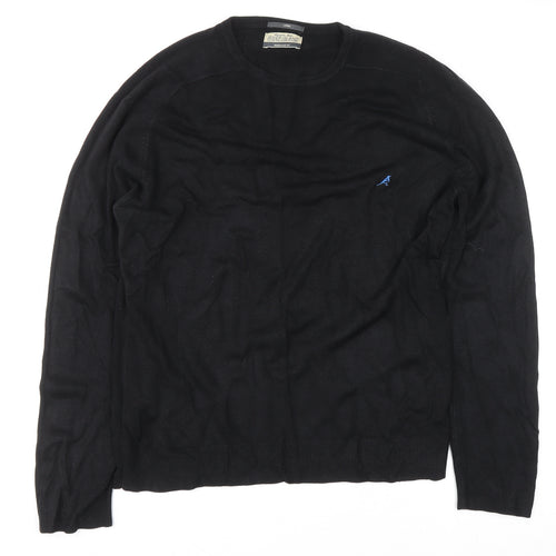 River Island Men's Black Acrylic Crew Neck Jumper L Regular Fit