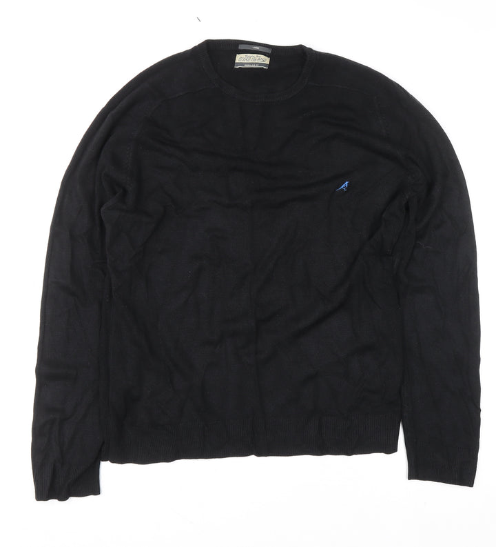 River Island Men's Black Acrylic Crew Neck Jumper L Regular Fit