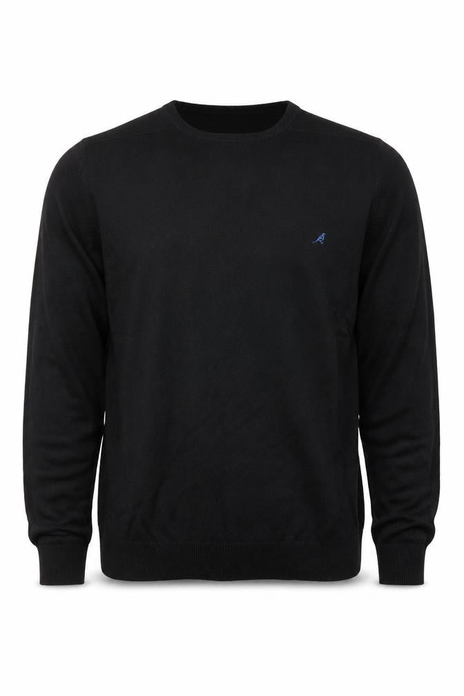 Front view of River Island Men's Black Acrylic Crew Neck Jumper L Regular Fit