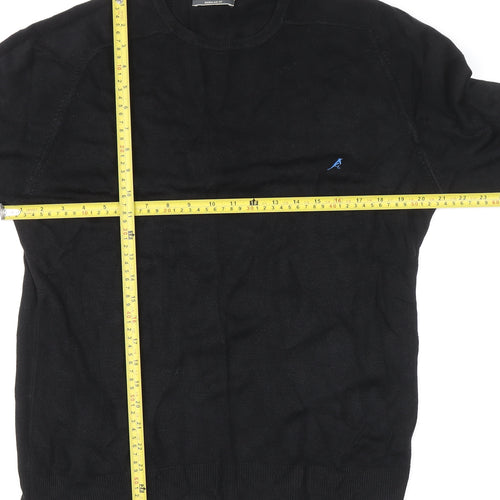 River Island Men's Black Acrylic Crew Neck Jumper L Regular Fit