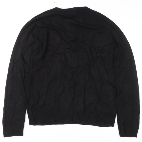 River Island Men's Black Acrylic Crew Neck Jumper L Regular Fit