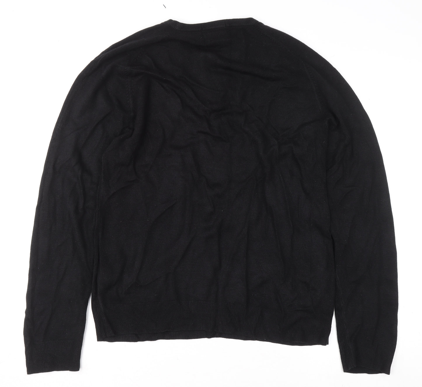 River Island Men's Black Acrylic Crew Neck Jumper L Regular Fit