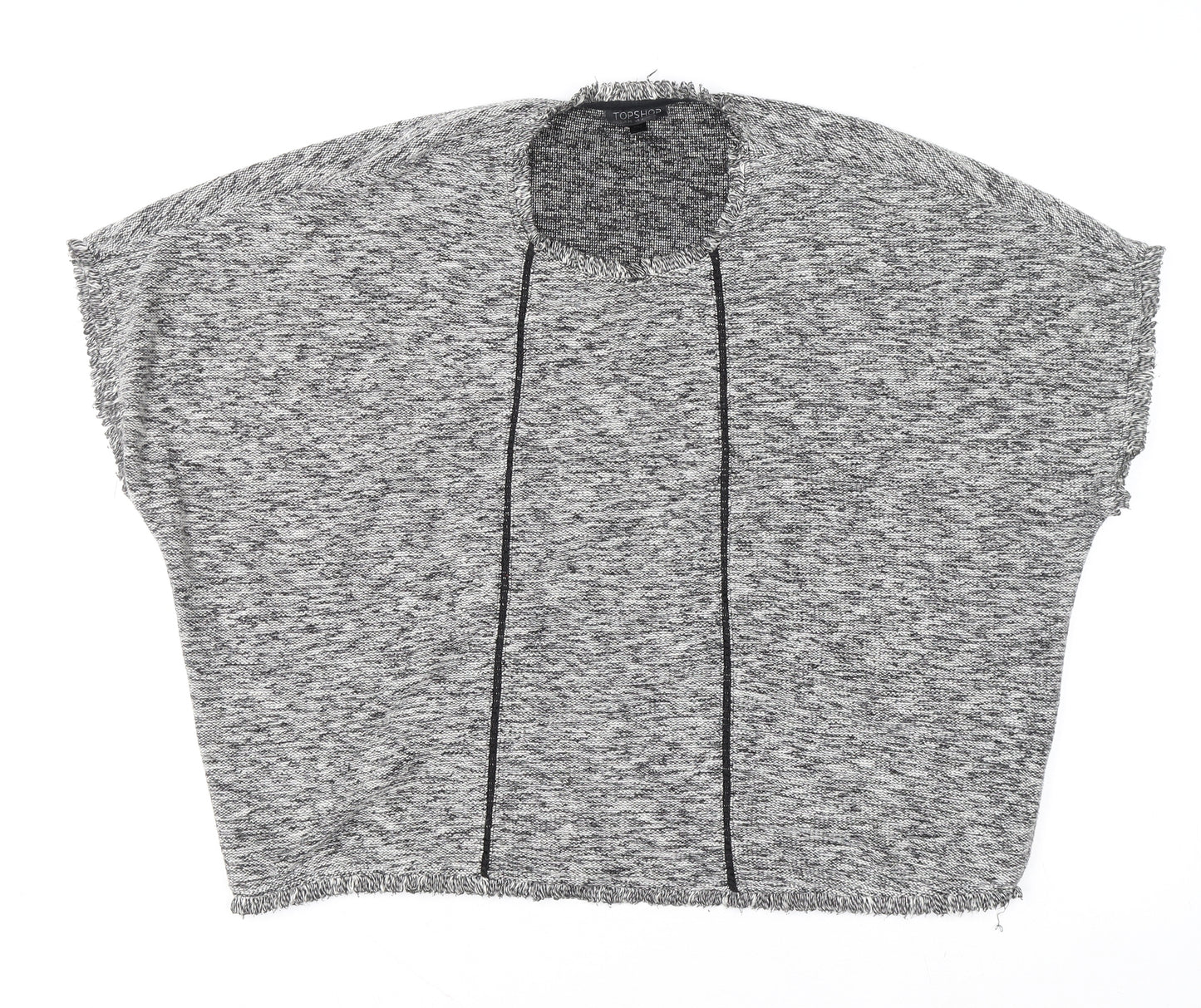 Topshop Women’s Grey Cropped Knit Short Sleeve Blouse Size 8